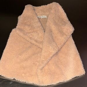 Sebby Collection Faux Fur Sweater Vest S Open Front